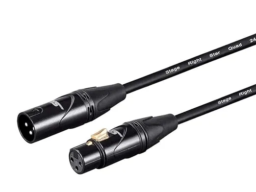 Monoprice Starquad XLR Microphone Cable - 6 Feet - Black | XLR-M to XLR-F, 24AWG, Optimized for Analog Audio - Gold Contacts - Stage Right Series