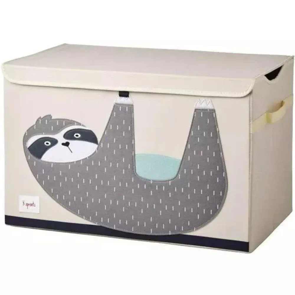 3 Sprouts Children's Nursery Room Soft Fabric Storage Trunk Toy Chest Box, Sloth