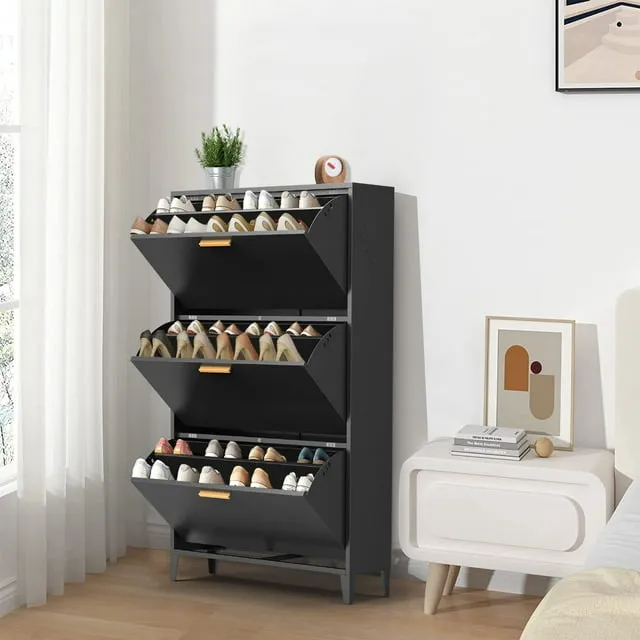 Kavey Modern Metal Shoe Cabinet