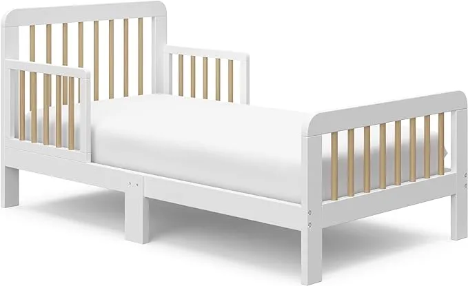 Storkcraft Pasadena Toddler Bed (Black) - GREENGUARD Gold Certified, Fits Standard Full-Size Crib & Toddler Mattress, Toddler Safety Guardrails Included, Complete Design with Footboard