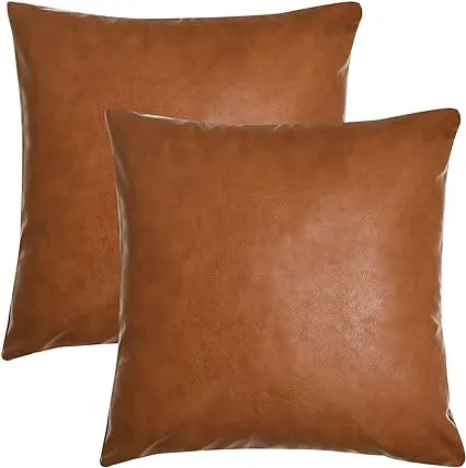 Tosewever Faux Leather Throw Pillow Covers