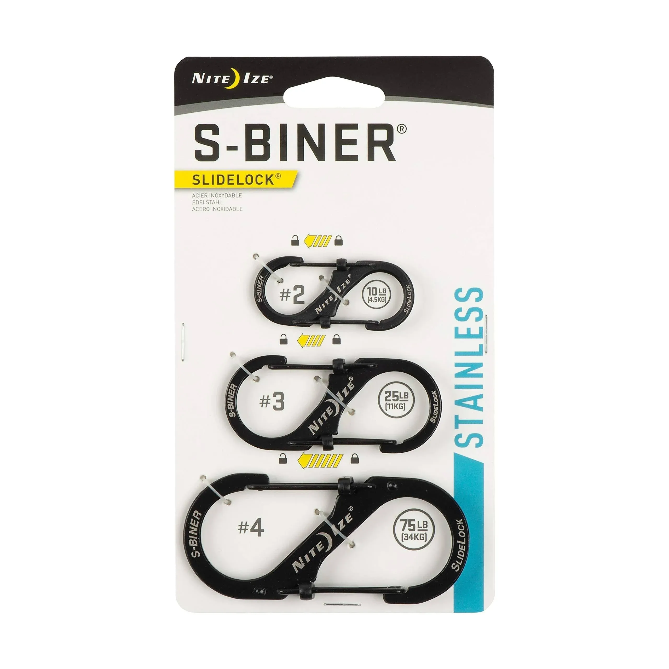 Nite Ize S-Biner SlideLock - 3 Pack - Black