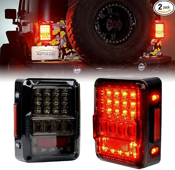 Rear Tail lights for 07-18 Jeep Wrangler JK JKU Rubicon Sahara Sport Pair Smoked