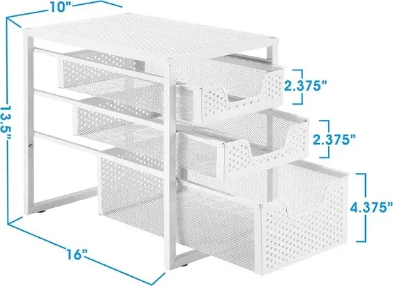 Simple Trending 3-tier Under Sink Cabinet Organizer With Sliding White