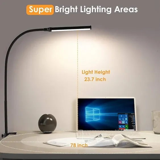 Led Desk Lamp For Home Office, Eye-caring Desk Light With Clamp, 3