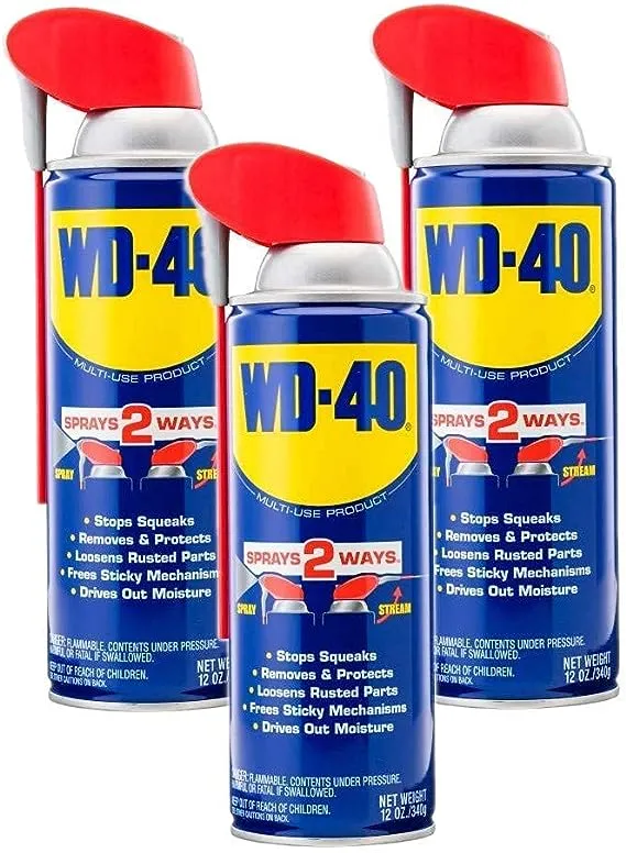 WD-40 Fórmula original, producto multiusos con aerosoles inteligentes de paja de 2 maneras, 12 onzas, paquete de 3, 12 onzas