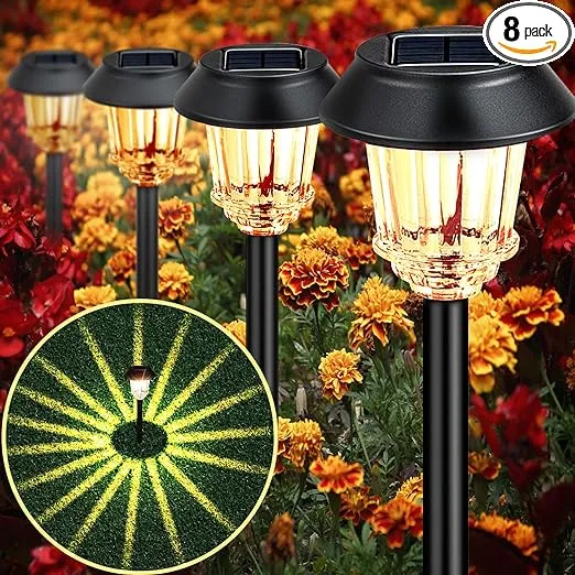 Beau Jardin 8 Pack Glass Solar Pathway Landscape Lights