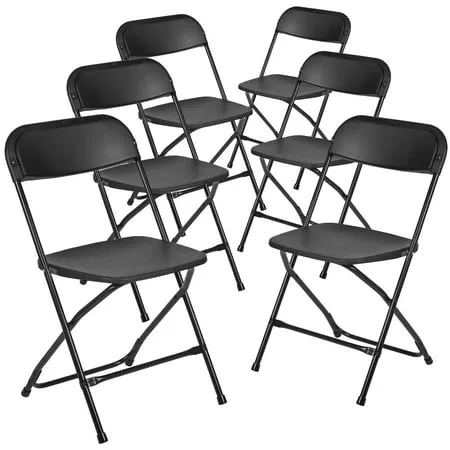 Flash Furniture 6-Pack Black Standard Folding Chair with Solid Seat (Indoor or Outdoor)Flash Furniture 6-Pack Black Standard Folding Chair with Solid Seat (Indoor or Outdoor)