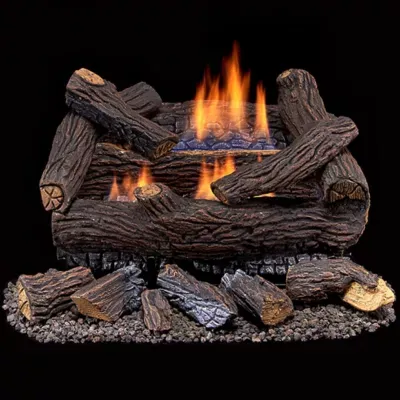 Duluth Forge DLS-18R-1 Dual Fuel Ventless Fireplace Logs Set with Remote Control, Use with Natural Gas or Liquid Propane, 30000 BTU, Heats up to 1000 Sq. Ft, Split Red Oak, 18 Inches