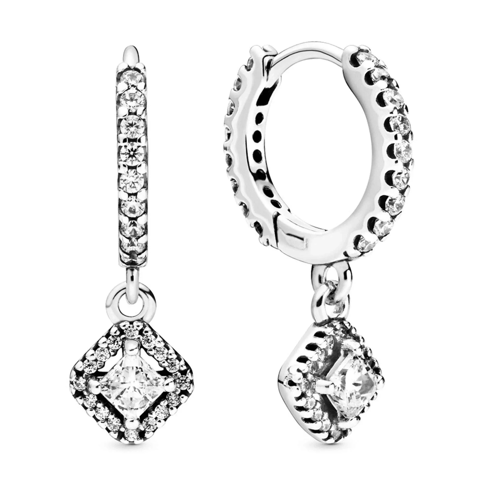 PANDORA Square Sparkle Hoop Earrings - 298503C01