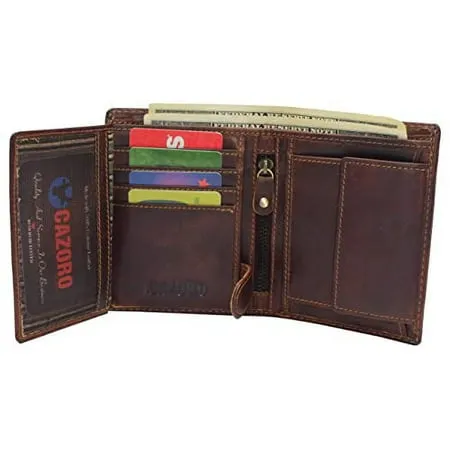 Cazoro Large RFID Genuine Vintage Leather Card Holder