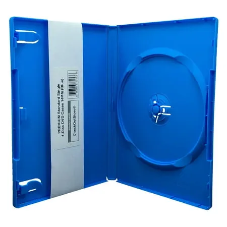 (50) CheckOutStore Premium Standard Single 1-Disc DVD Cases 14mm (Blue)