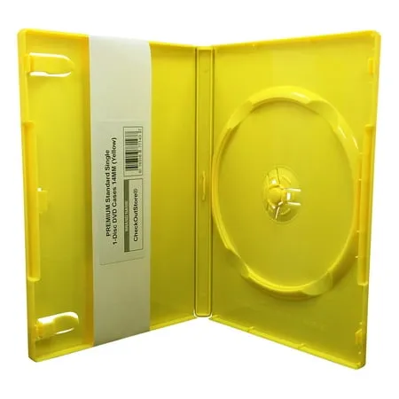 (25) CheckOutStore Premium Standard Single 1-Disc DVD Cases 14mm (Yellow)