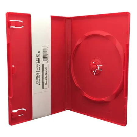 (50) CheckOutStore Premium Standard Single 1-Disc DVD Cases 14mm (Red)