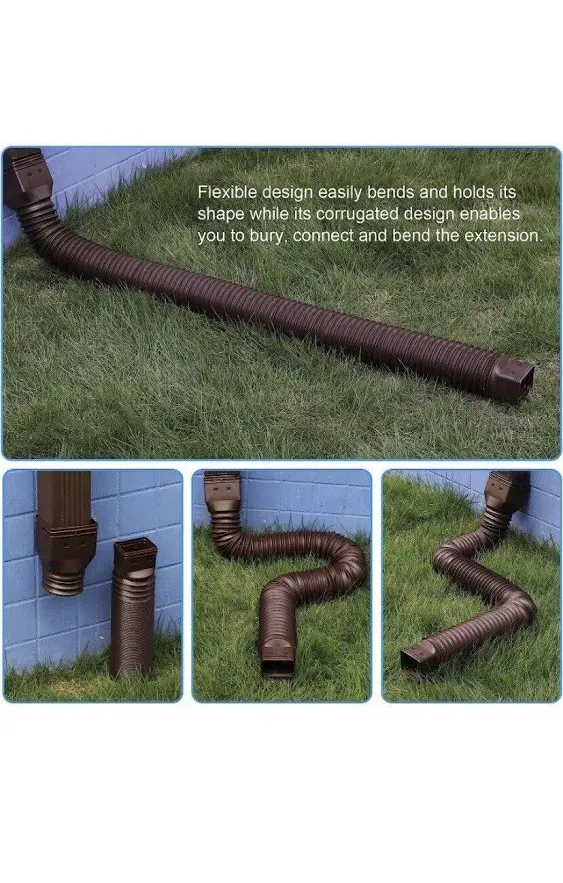 Plusgutter Brown 2-Pack Rain Gutter Downspout Extensions Flexible Drain