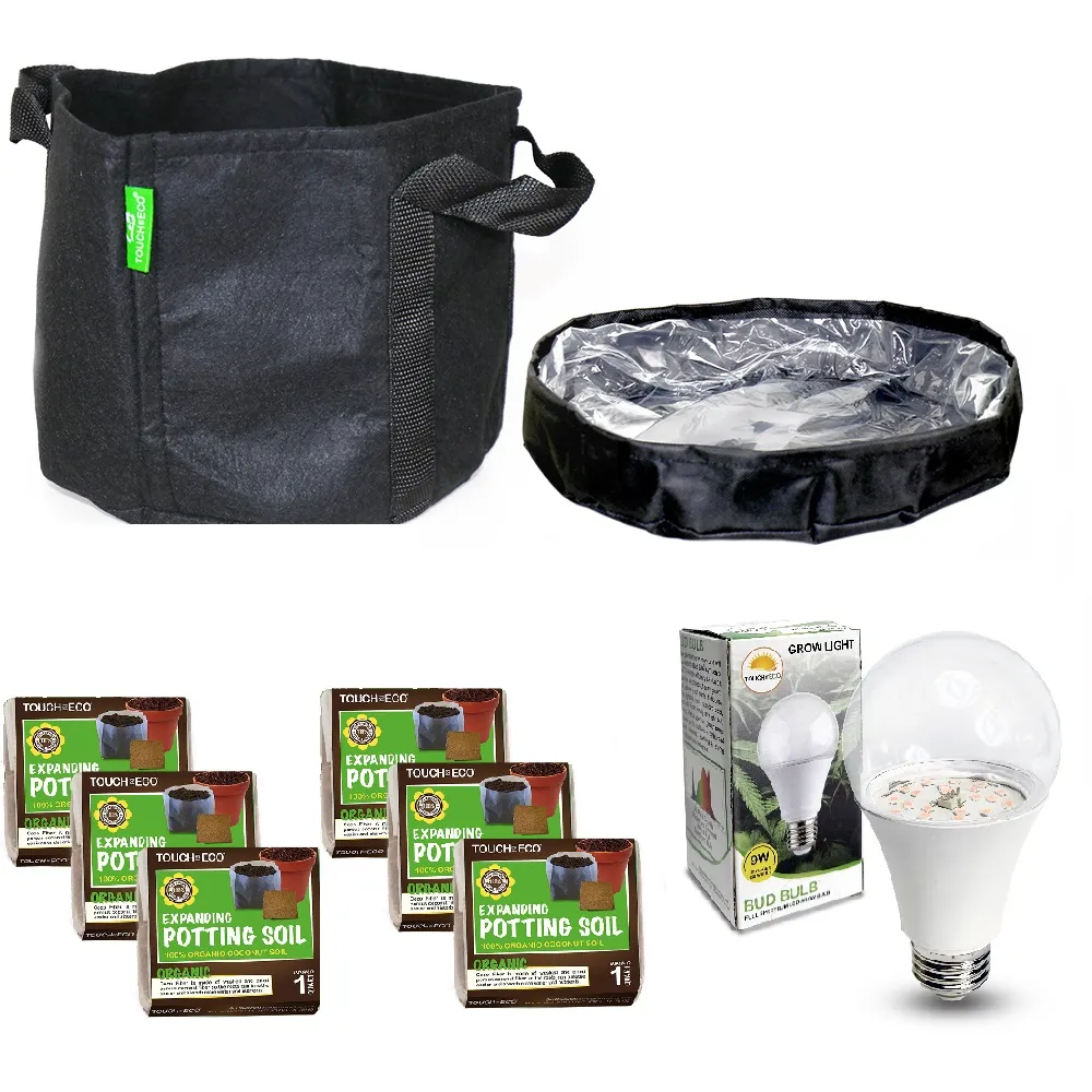 Touch of ECO® Glow & Grow Indoor Gardening Kit - 2 Gallon Planter and Purple LED Bulb