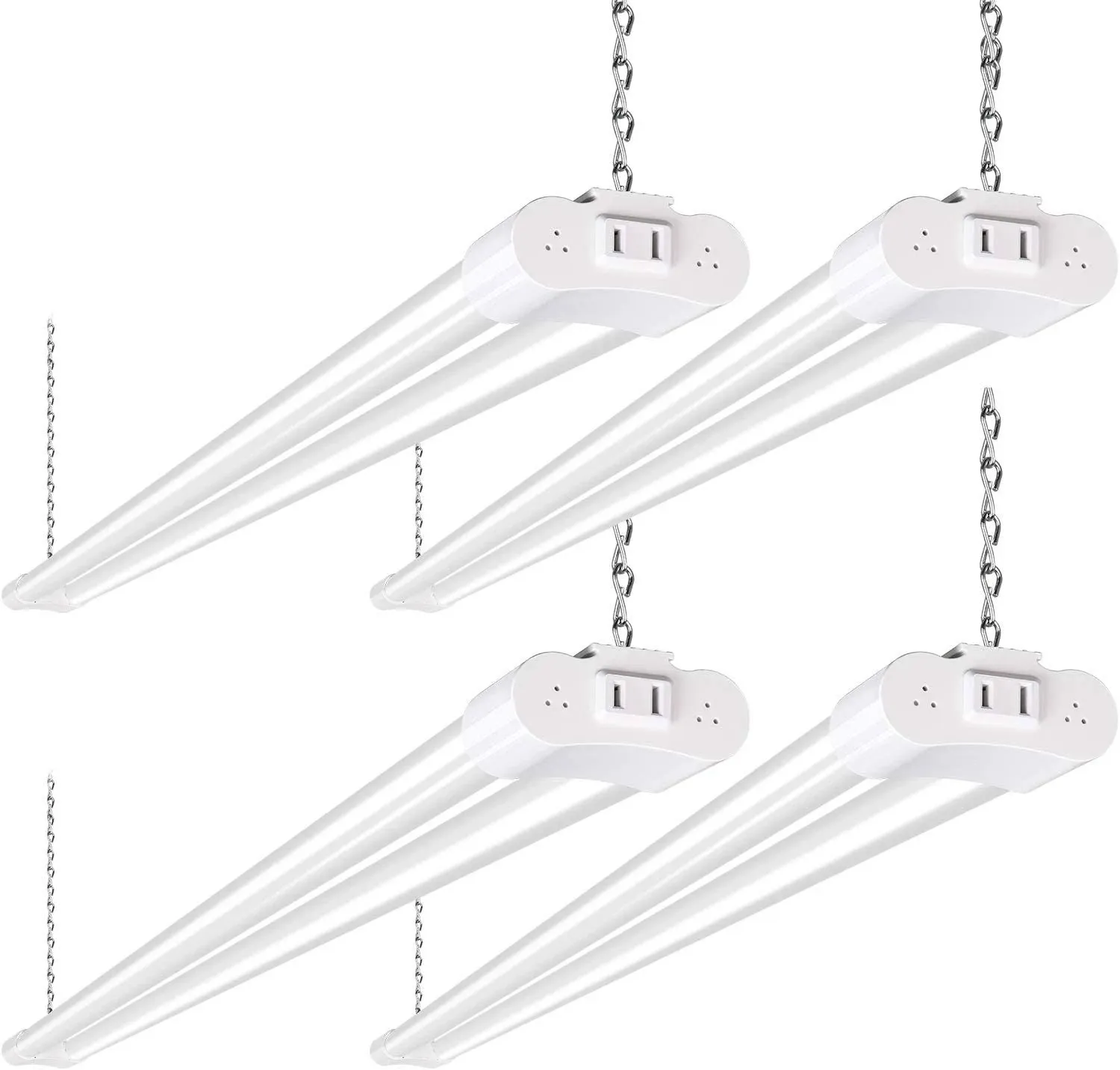 hykolity Linkable LED Shop Light for Garage, 4400lm, 4FT 42W Utility Light Fixture, 5000K Daylight LED Workbench Light W/Plug [250W Equivalent] Hanging or Surface Mount, Black - 4 Pack ETL