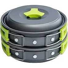 MalloMe Camping Cookware Mess Kit for Backpacking Gear – Camping Cooking Set - Camping Pots and Pans Set - Backpacking Stove/Portable Stove Compatible - Camp Kitchen Equipment Accessories Pot