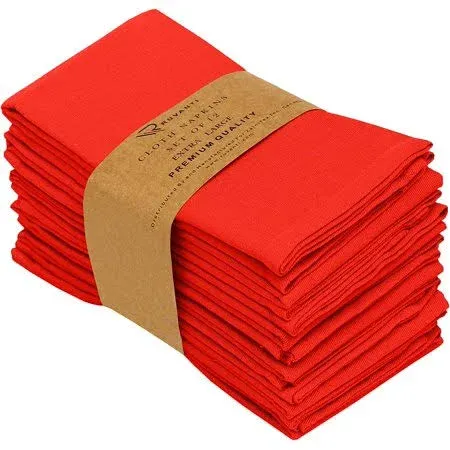 Ruvanti Cloth Napkins 12 Pack 18x18 inch Dinner Table Napkins, Soft, Comfortable Cotton Enrich, Red Napkins, Washable & Reusable Linen Napkins for CH