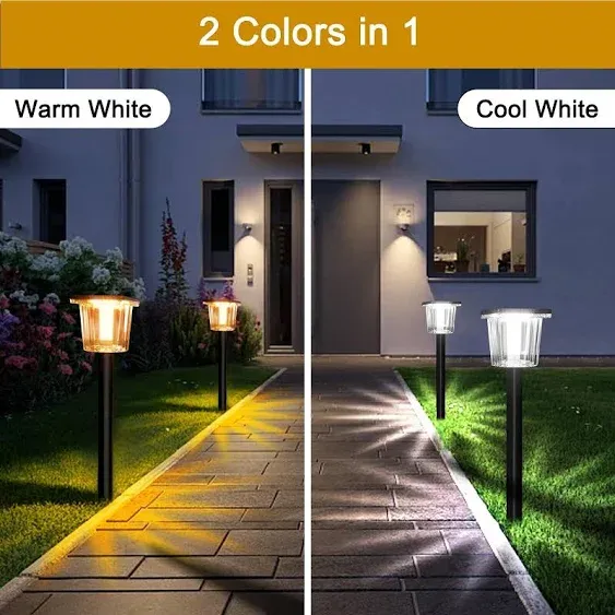 Bitpott Solar Pathway Lights Outdoor Cool & Warm White 2 In 1 Solar