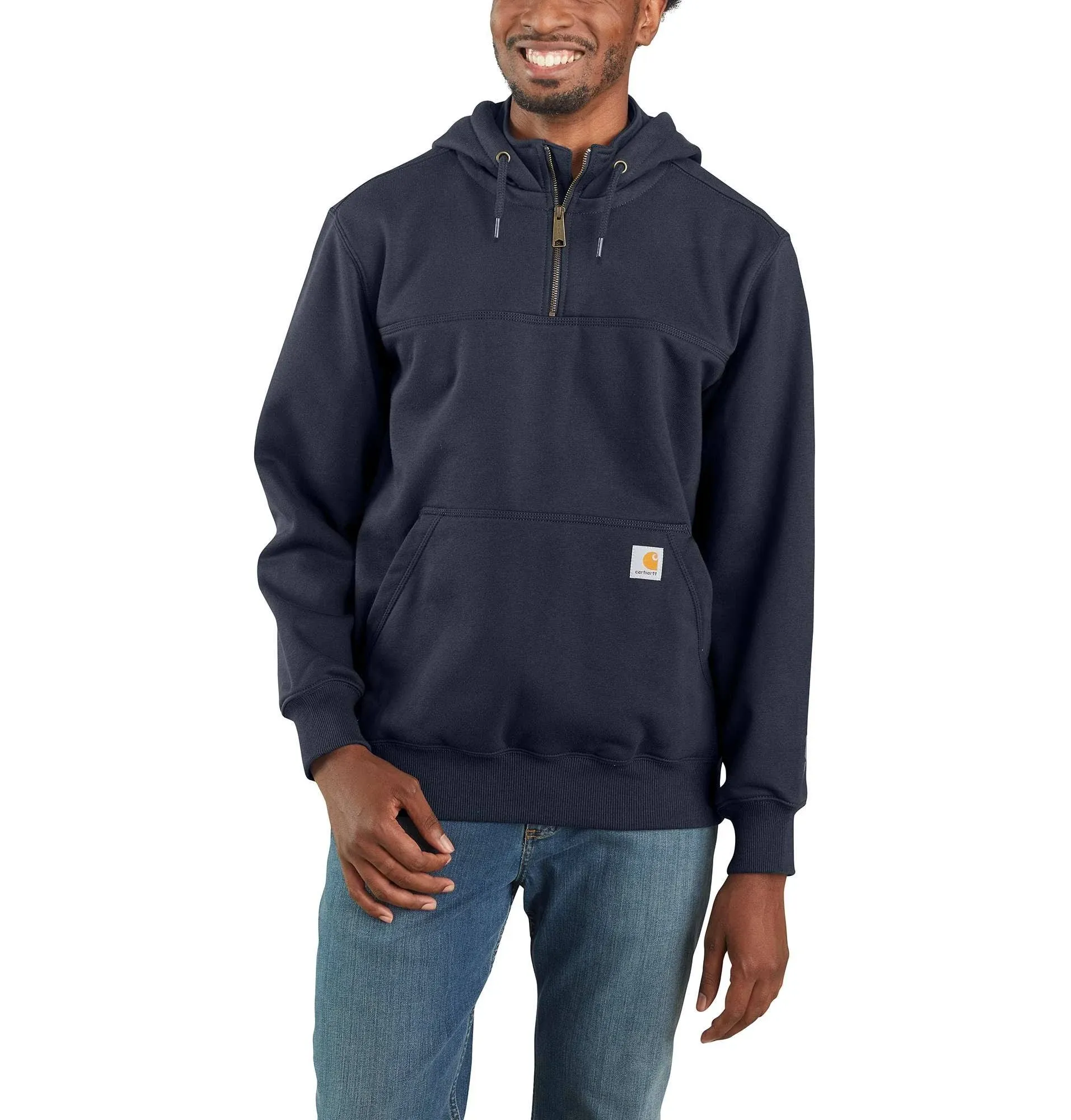 Carhartt New Navy Rain Defender Paxton Heavyweight Hooded Zip Mock Sweatshirt