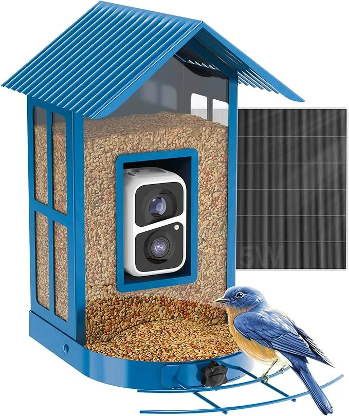 Soliom BF08 Smart Bird Feeder Camera with Camera, Ai Recognization, Solar Powered, Instant Notification, Best Holiday Gift for Family