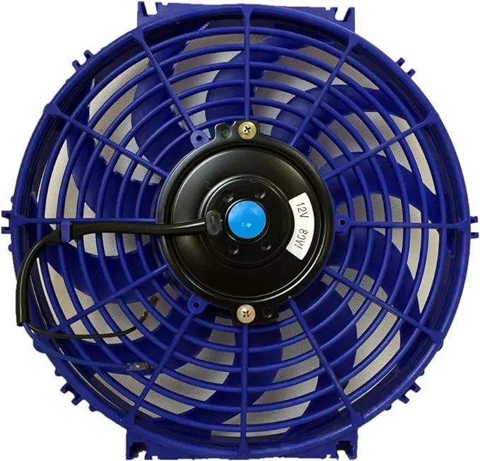 Upgr8 Universal High Performance 12V Slim Electric Cooling Radiator Fan with Fan Mounting Kit (12 Inch, Blue)