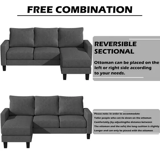 HOMALL Convertible Sectional Sofa Couch, L-Shaped Couch with Reversible Chaise ...