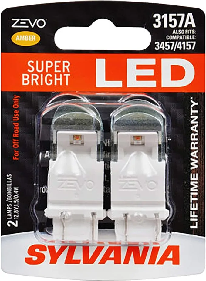 SYLVANIA - 3157 ZEVO LED Amber Bulb - Bright LED Bulb, Ideal for Park and Turn Lights (Contains 2 Bulbs)