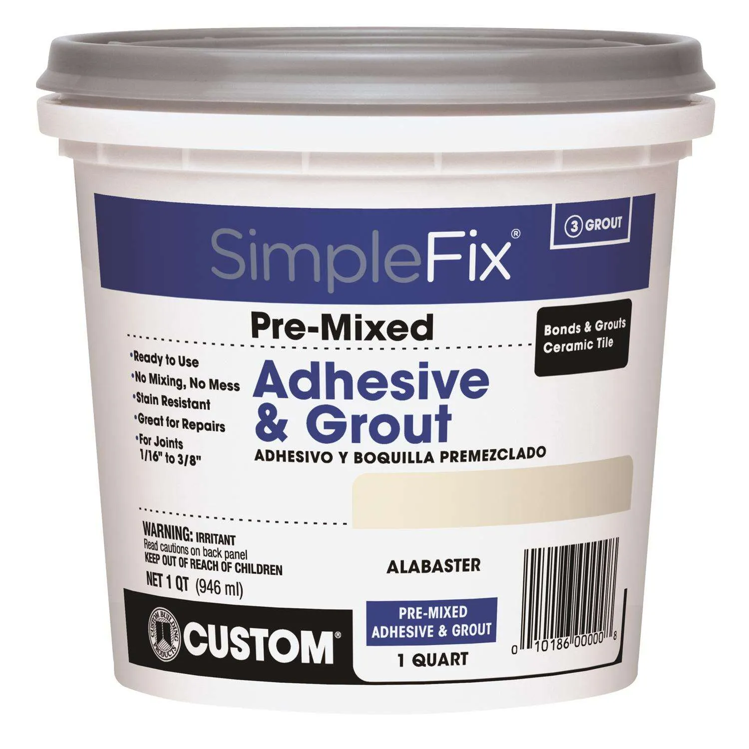 Building Products Tagwqt Quart Pre-Mixed Adhesive & Grout Bright White