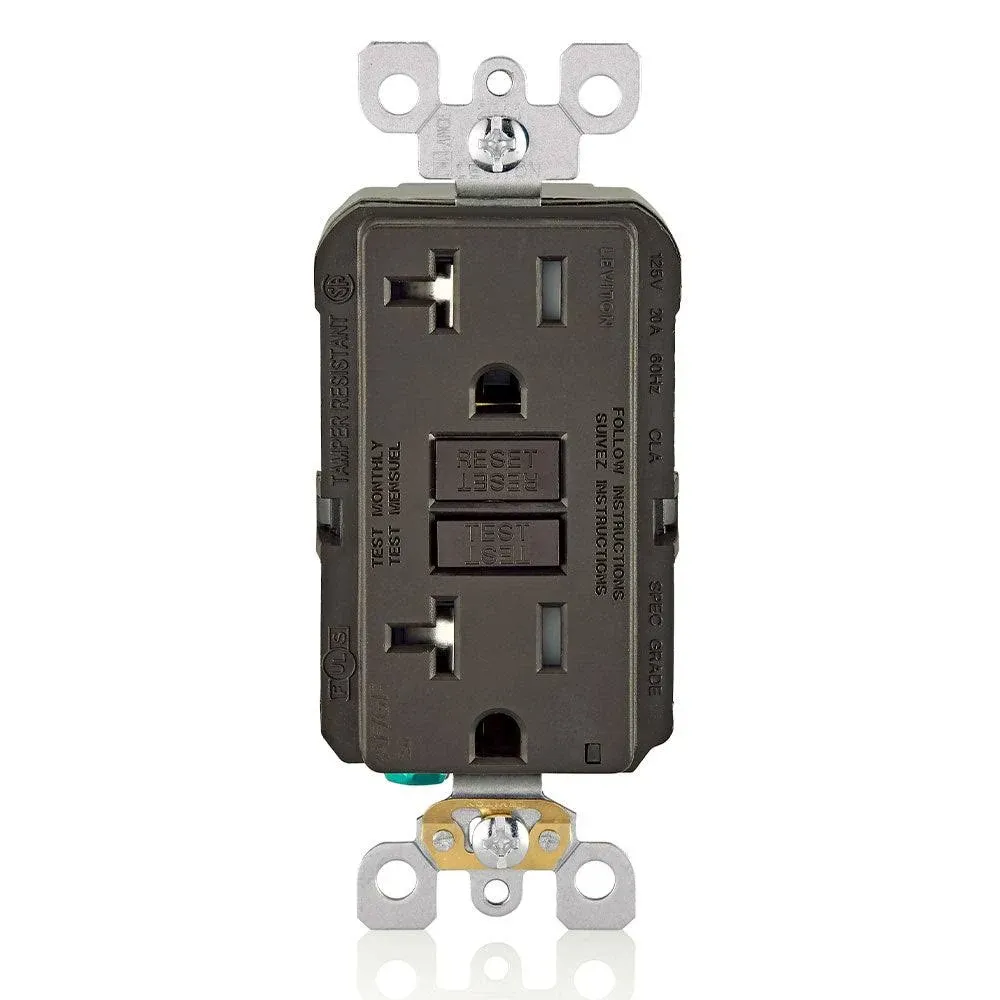 Leviton Dual-Function AFCI/GFCI Outlet, 20 Amp, Self Test, Tamper-Resistant with LED Indicator Light, Protection from Both Electrical Shock and Electrical Fires in One Device, AGTR2, Brown