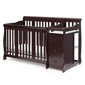 Storkcraft Portofino 5-in-1 Convertible Crib and Changer (Gray) – Crib and Changing Table Combo with Drawer, Converts to Toddler Bed, Daybed and Full-Size Bed, Storage Drawer