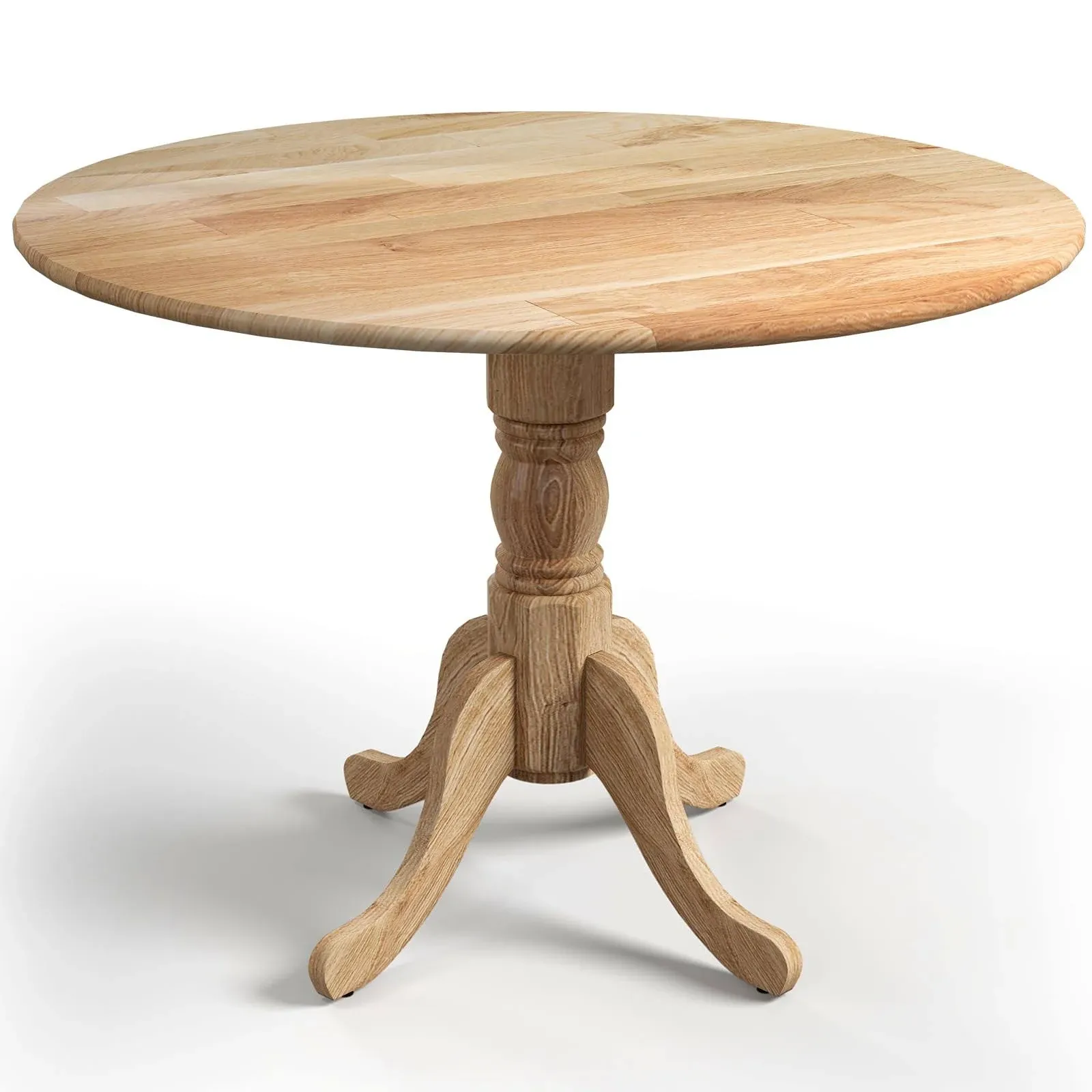 Wooden Dining Table with Round Tabletop and Curved Trestle Legs-Natural | Costway