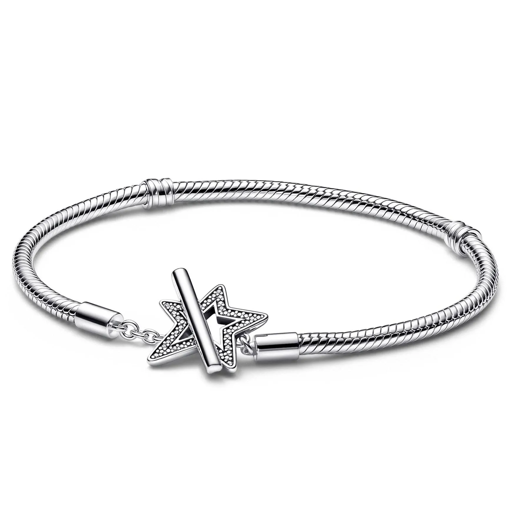 Pandora Silber-Armband Asymmetrischer Stern T-Bar