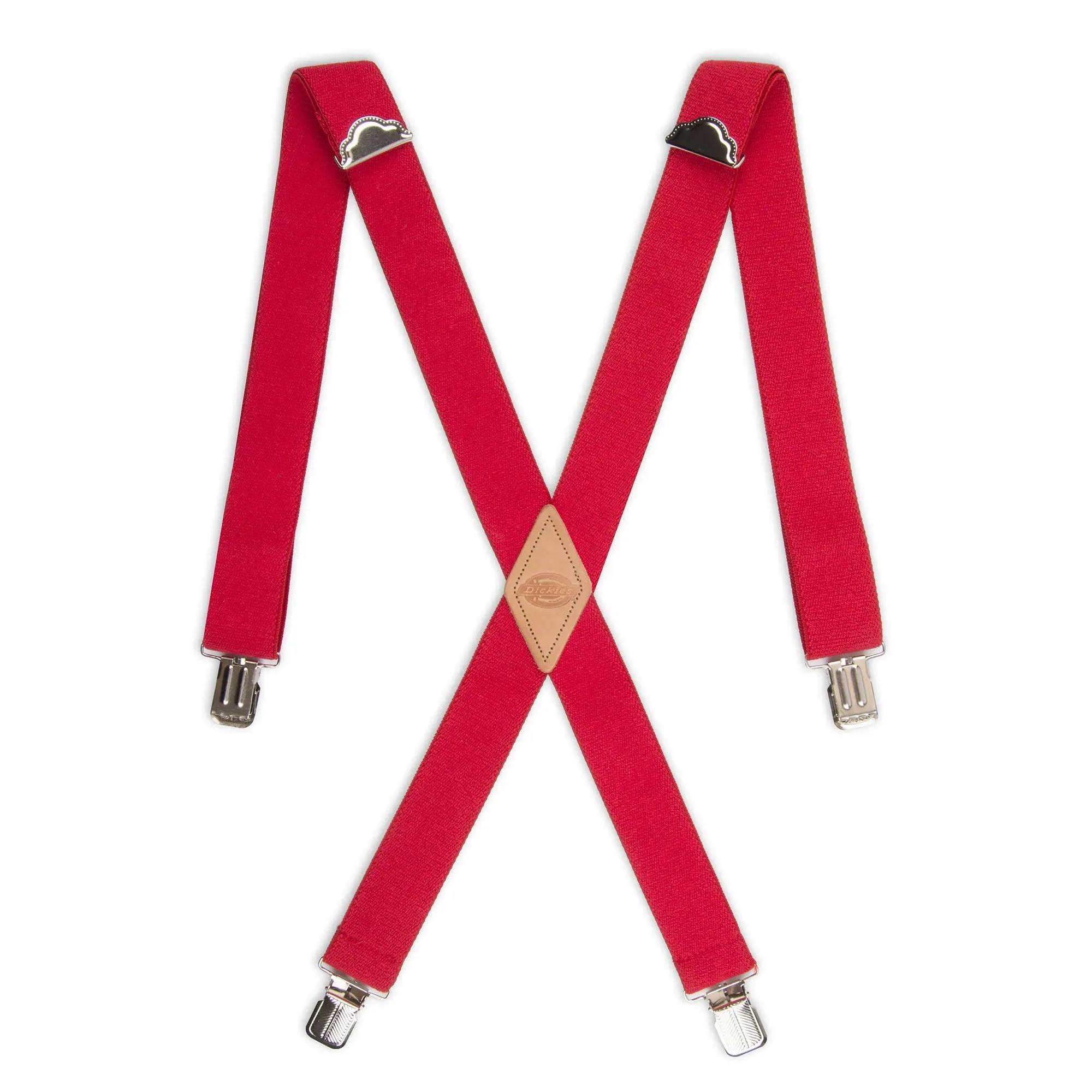 Dickies Men's 1-1/2 Solid Straight Clip Suspender, Red,