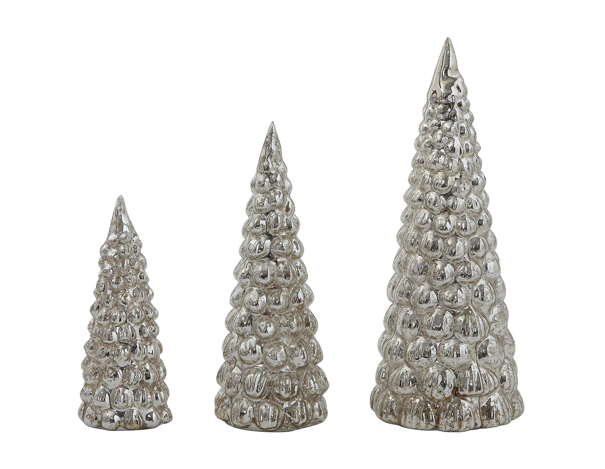 Birch Lane Embossed Mercury Glass Trees Set of 3