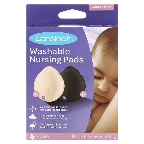 Lansinoh Washable Nursing Pads with Mesh Wash Bag - White - 4ct