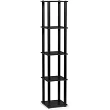 FURINNO Turn-S-Tube 5-Tier Corner Square Rack Display Shelf, Americano/BlackFURINNO Turn-S-Tube 5-Tier Corner Square Rack Display…