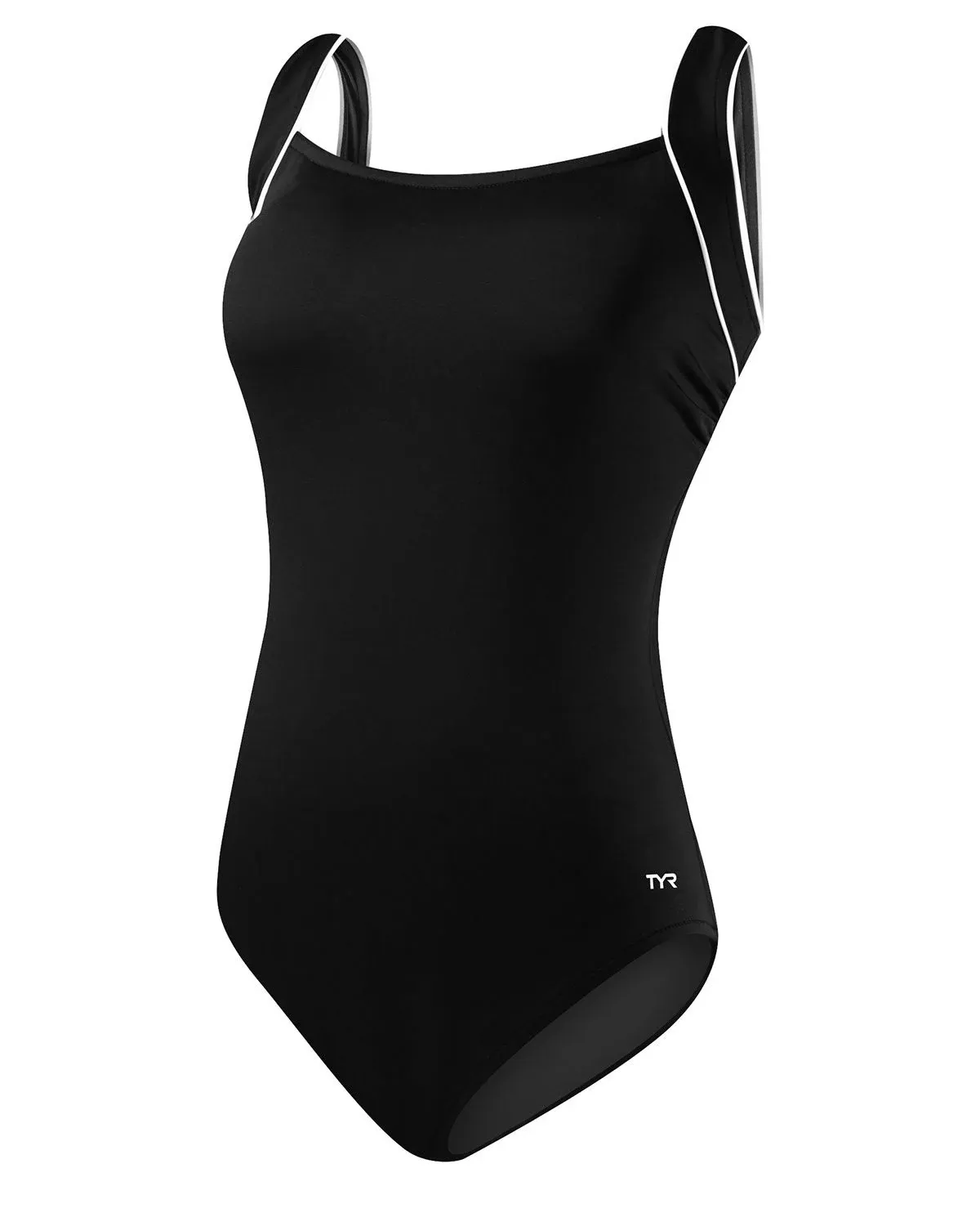 TYR Women's Solid Square-Neck Tank Swimsuit Black 12