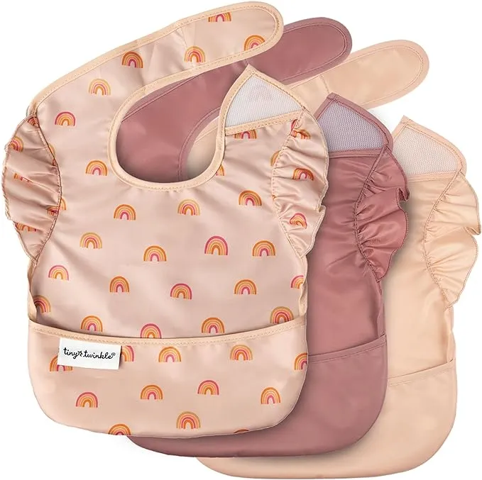 3 Mess-Proof Easy Bibs - Blush Burgundy