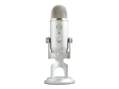 Blue Yeti USB Mic for Recording & Streaming on PC and Mac, 3 Condenser Capsules, 4 Pickup Patterns, Headphone Output and Volume Control, Mic Gain Control, Adjustable Stand, Plug & Play - Silver