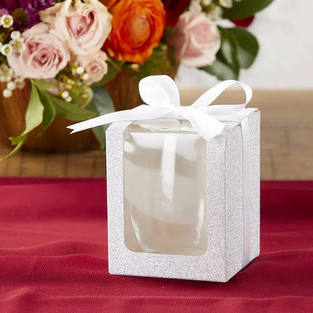 Silver 9 oz. Glassware Gift Box with Ribbon (Set of 20)