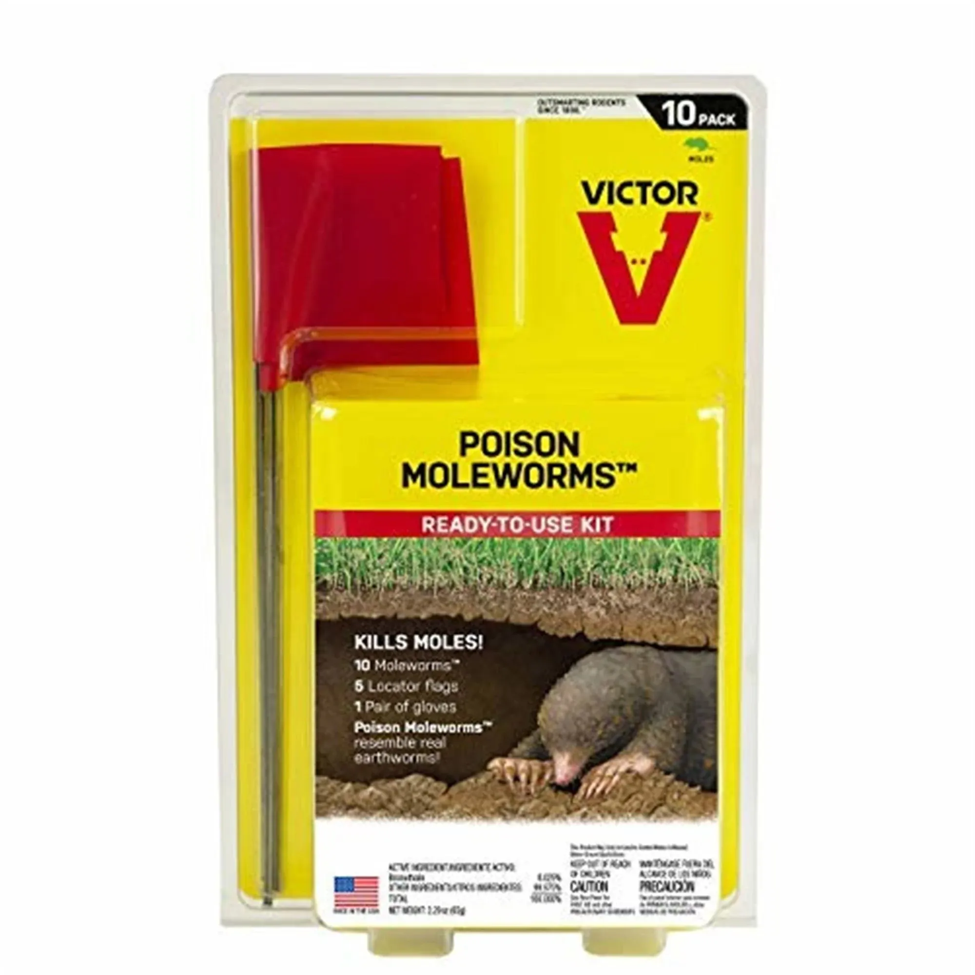 Victor Poison Moleworms, Yellow 10 Count