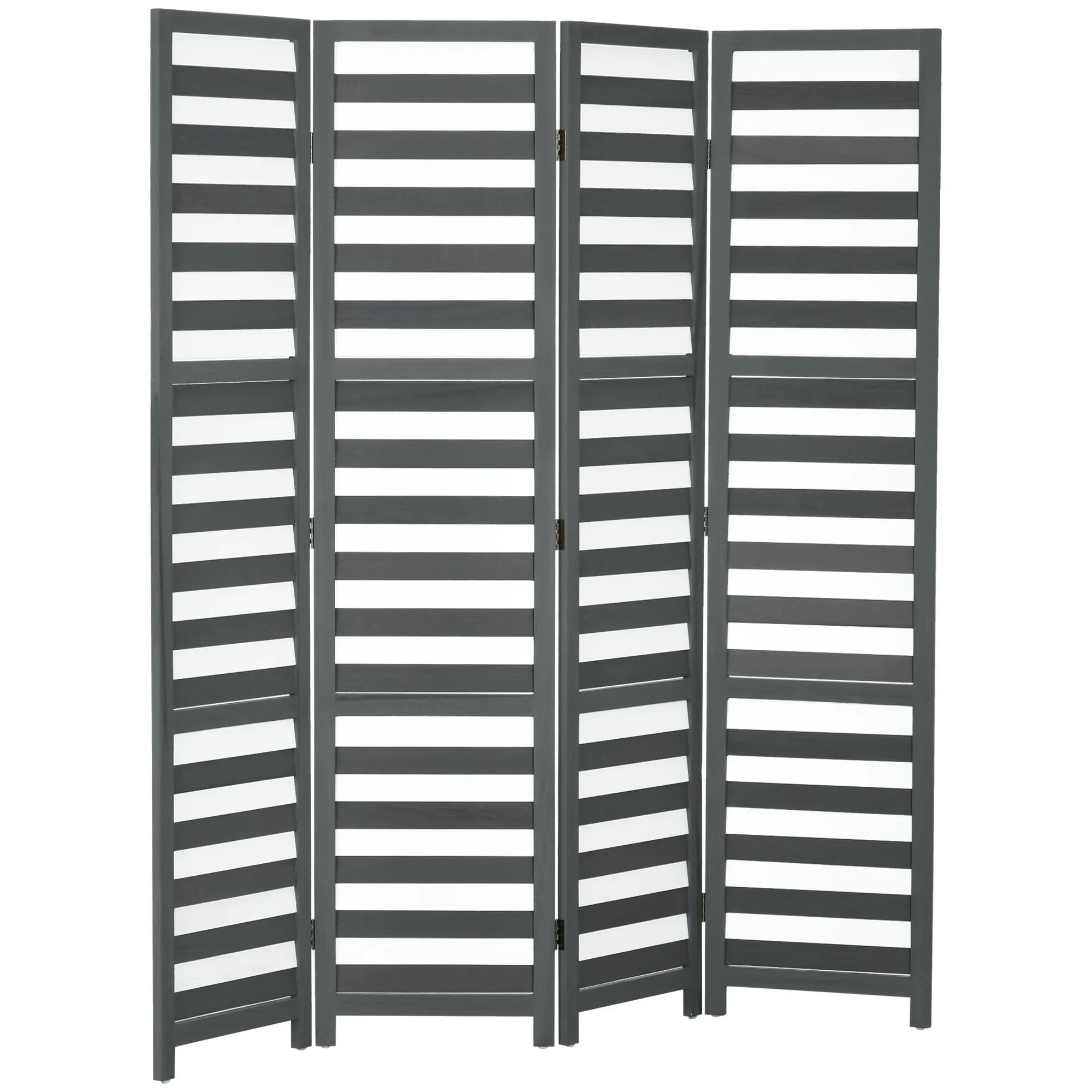 HOMCOM 5.6' 4 Panel Room Divider Folding Privacy Screen Panel, White / Grey