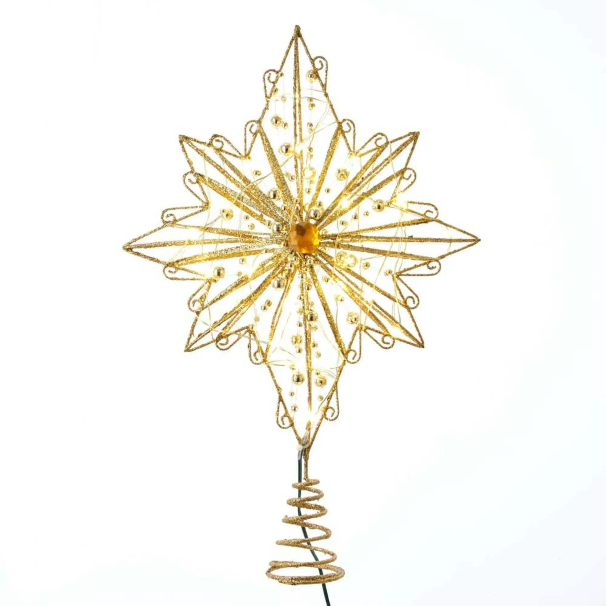 Kurt S. Adler 30 Light Fairy Light Gold Star Tree Topper