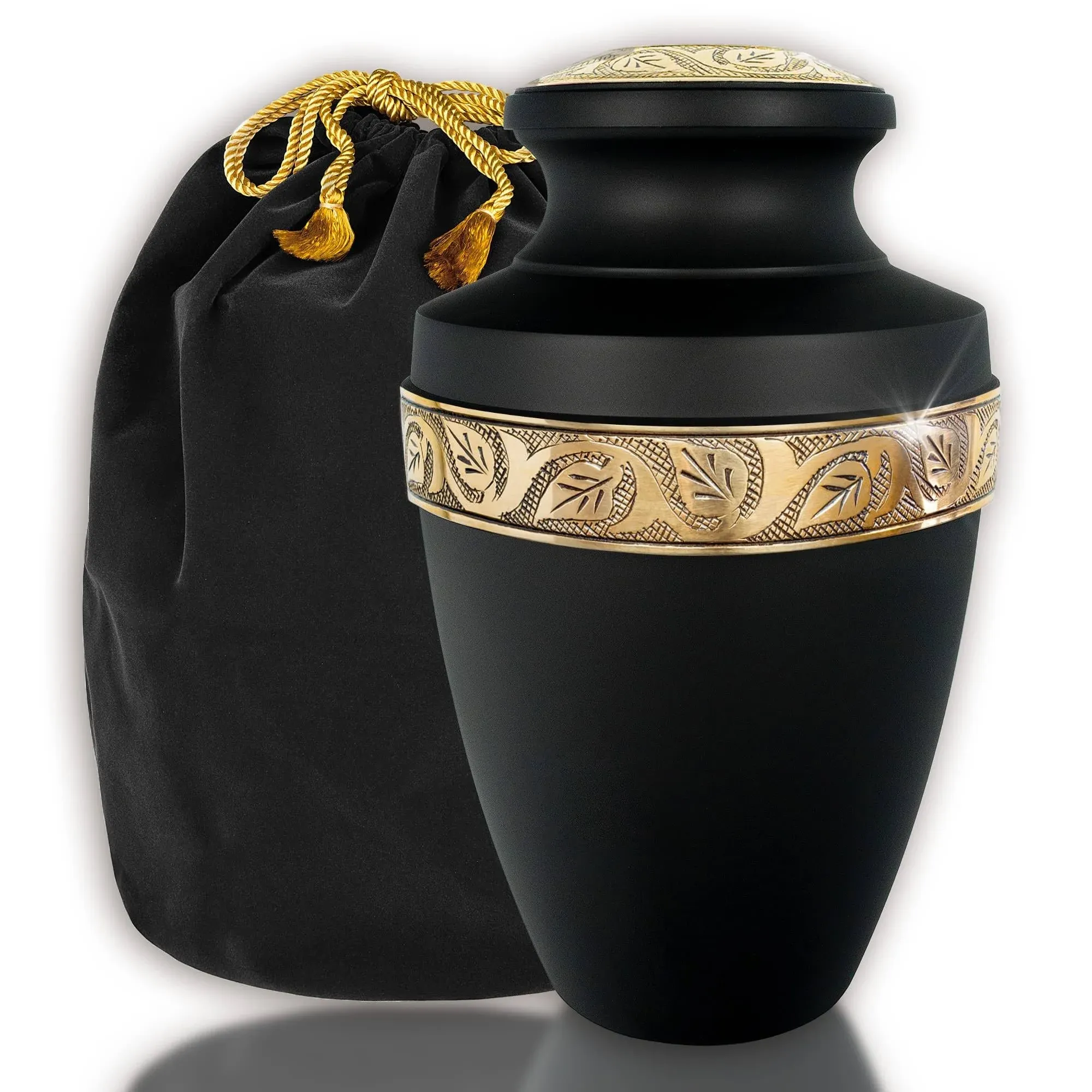 Serenity Black Large Adult Cremation Urn for Human up to 200lbs, 