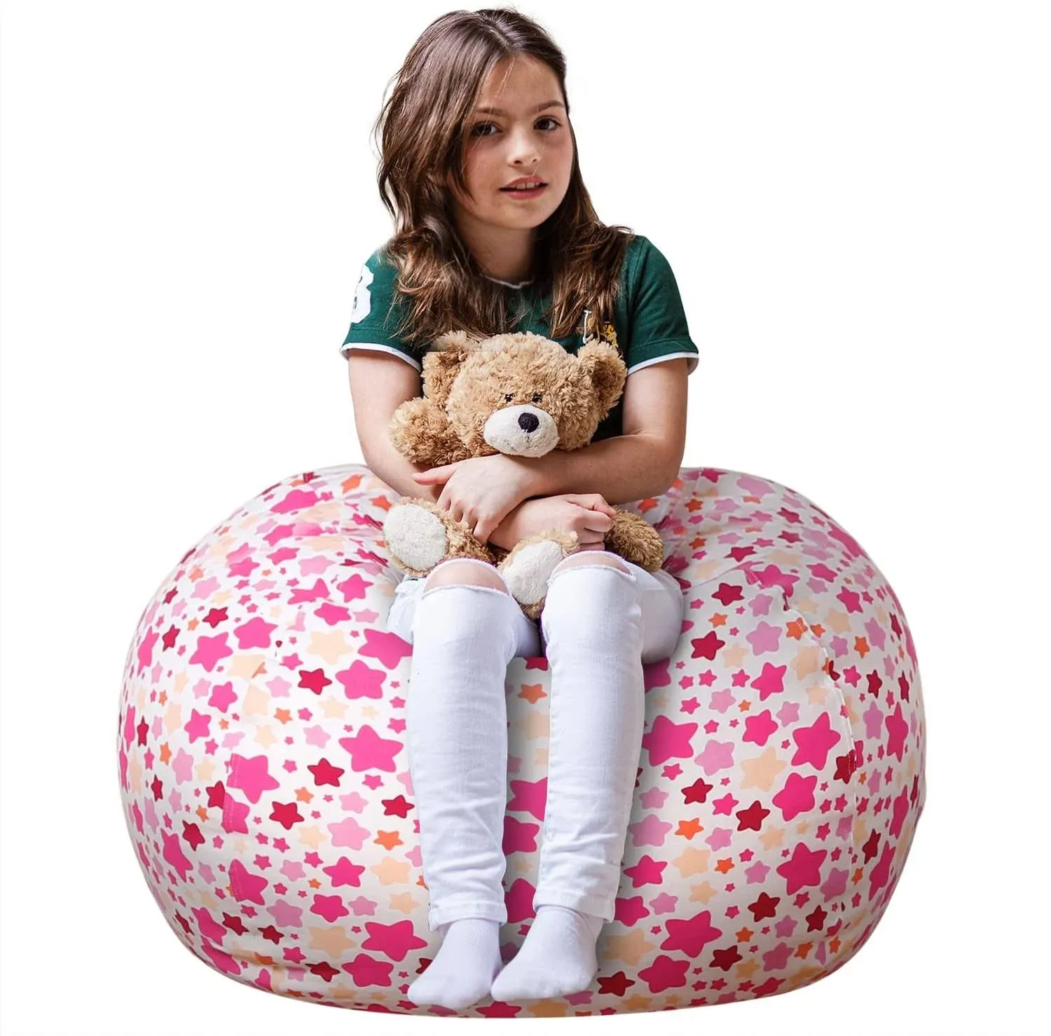 Wekapo Stuffed Animal Storage Bean Bag Chair Cover for Kids | Stuffable Zipper