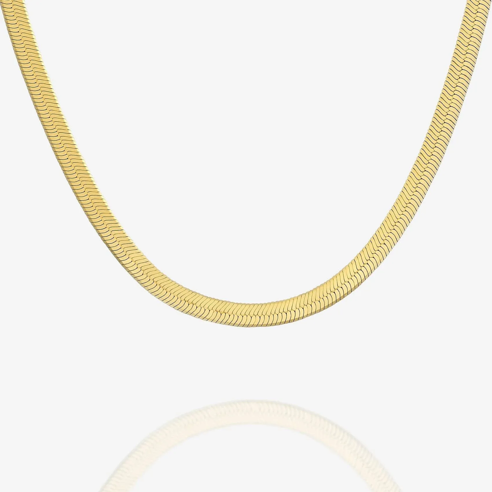 PAVOI Italian Solid 925 Sterling Silver, 22K Gold Plated Snake Chain Necklace, 3mm Italian Diamond-Cut Herringbone Necklace for Women and Men, Made in