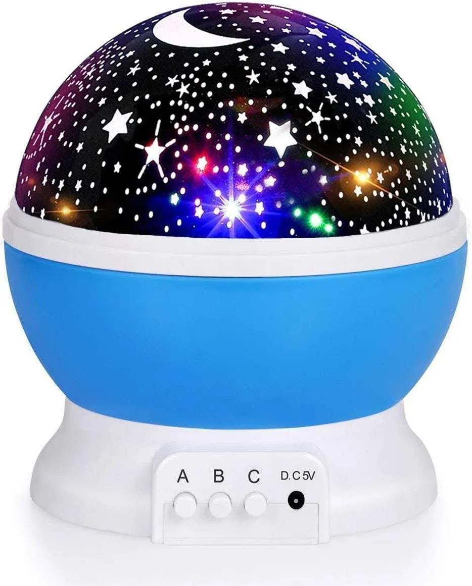 Luckkid Baby Night Light Moon Star Projector 360 Degree Rotation - 4 LED Bulbs 9 ...