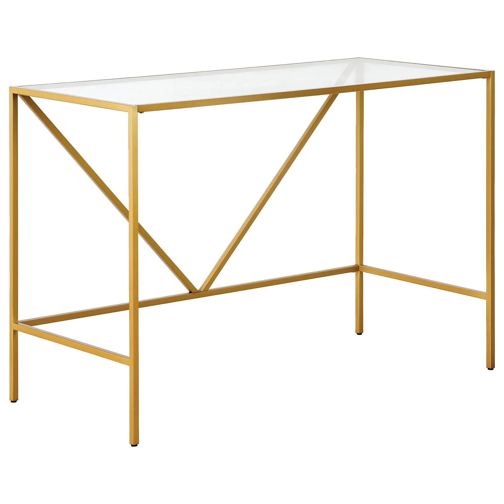 Hudson & Canal - Draper 44  Wide Rectangular Writing Desk in Brass - OF0876